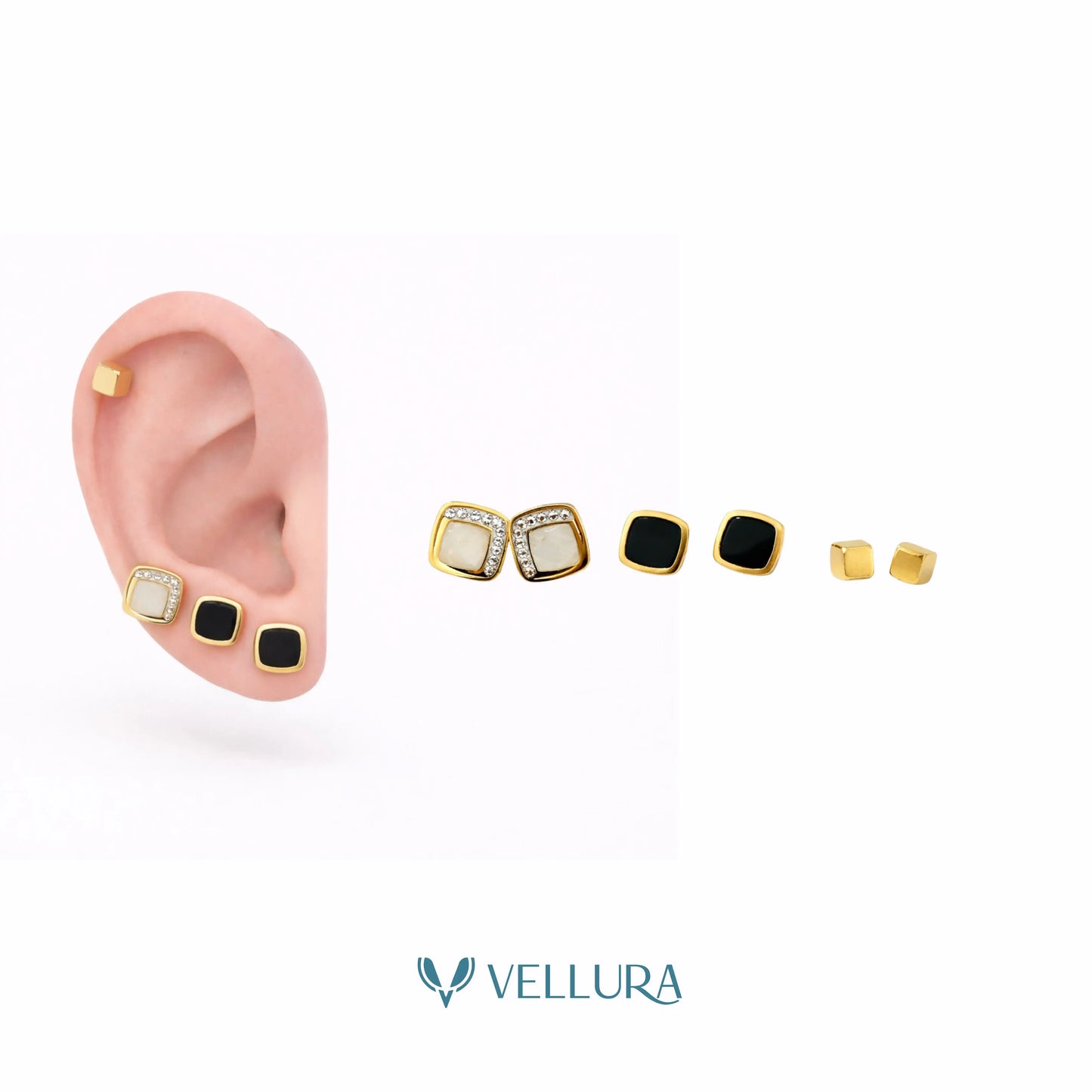 Gold Stud Earrings Combo Set