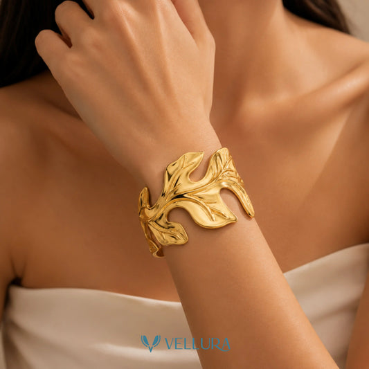 Abstract Leaf Cuff Bracelet