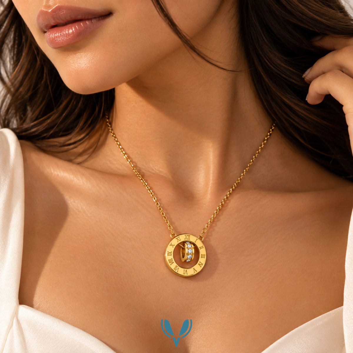 Roman Numeral Rotating Pendant Necklace