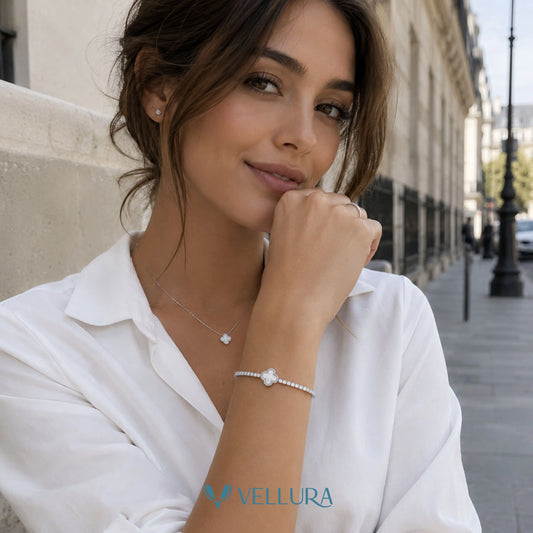 Silver Clover Tennis Bracelet
