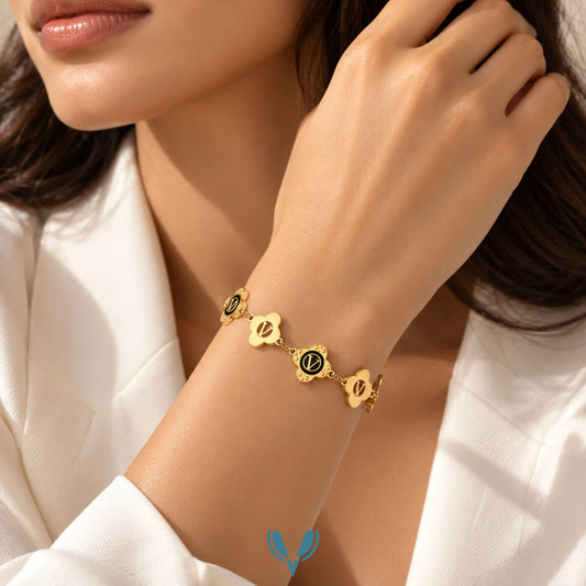 Black V Monogram Floral Bracelet