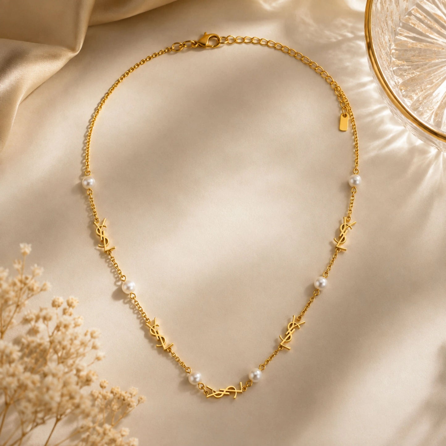 YSL' -Inspired Pearl Necklace Chain