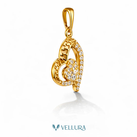 Double Heart Pendant With Swarovski Stones