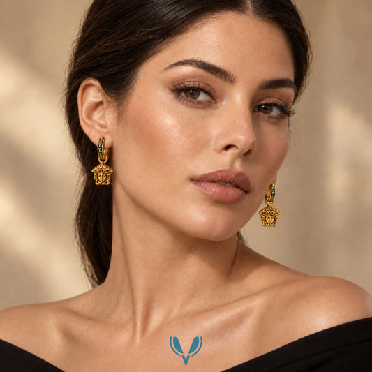 Medusa Greek Key Hoop Earrings