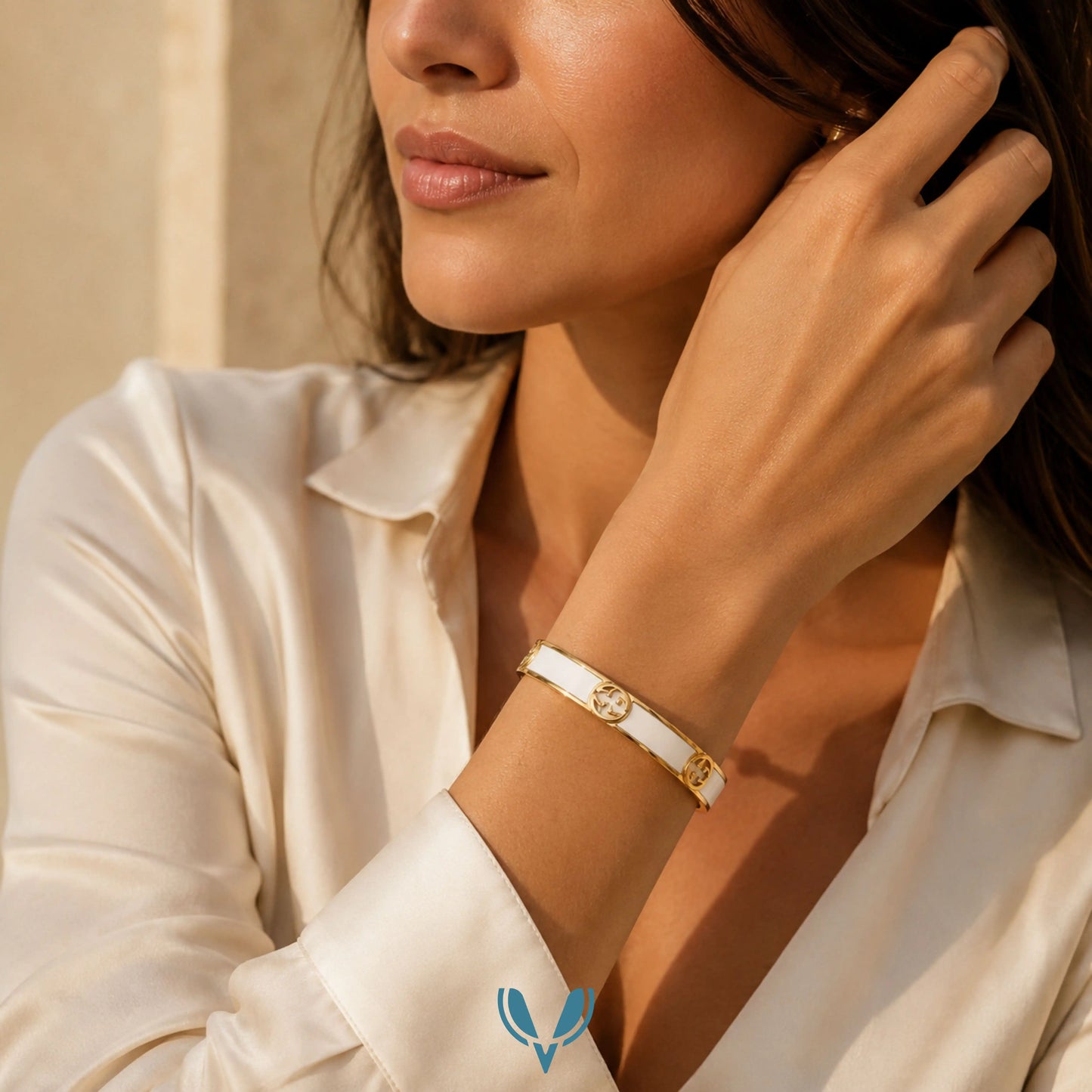 GG White Enamel Designer Inspired BRACELET