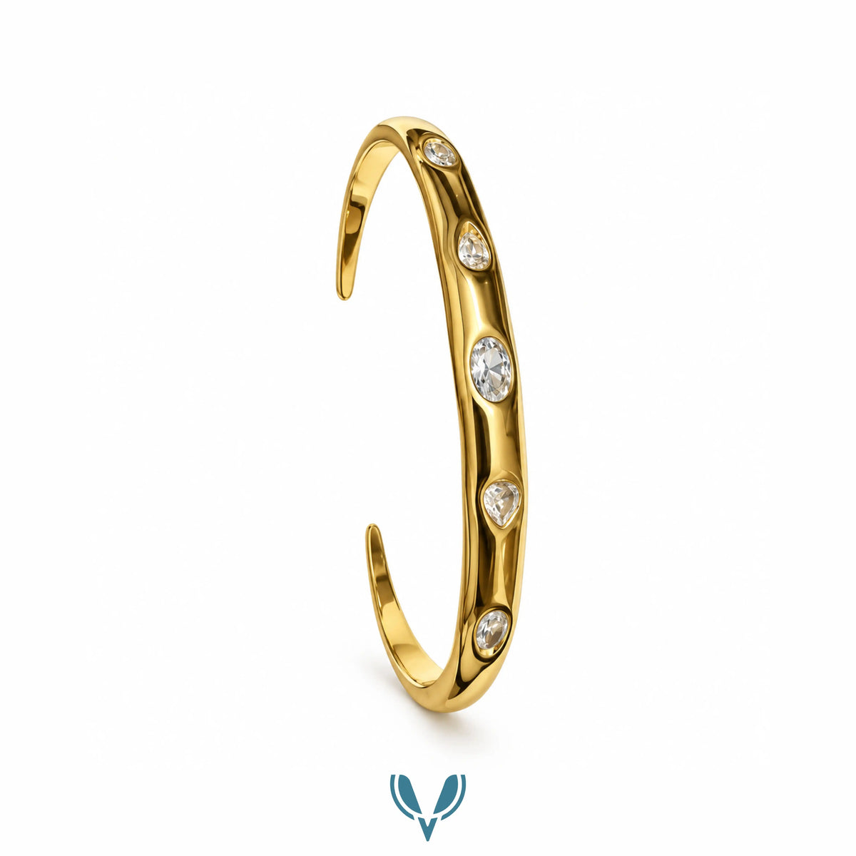 Open Cuff CZ Stone Bracelet