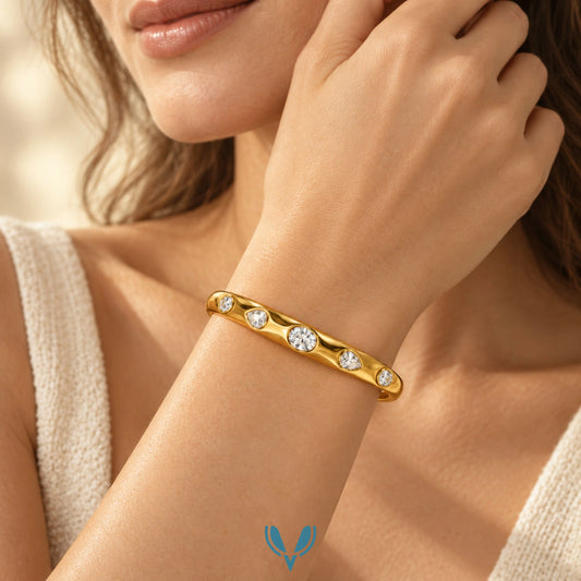 Open Cuff CZ Stone Bracelet