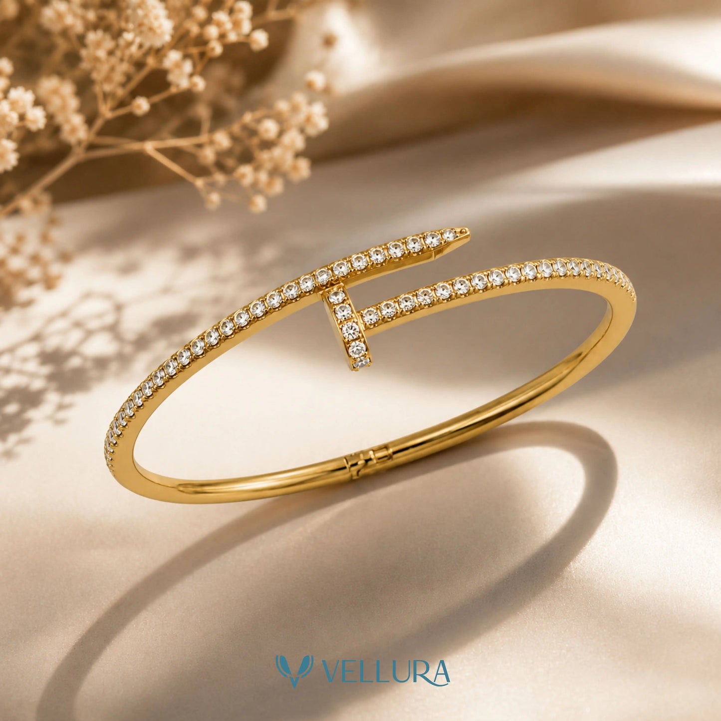 Gold Plated Studded Nail Bracelet