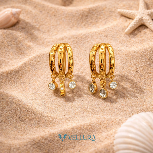 Hoop Earrings with Crystal Charms