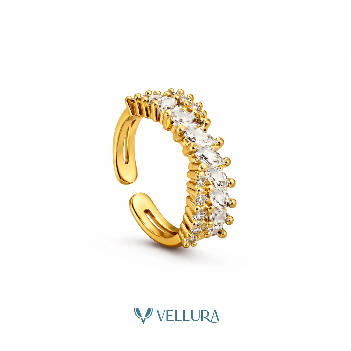 Wave Ring with Marquise Zircon Stones