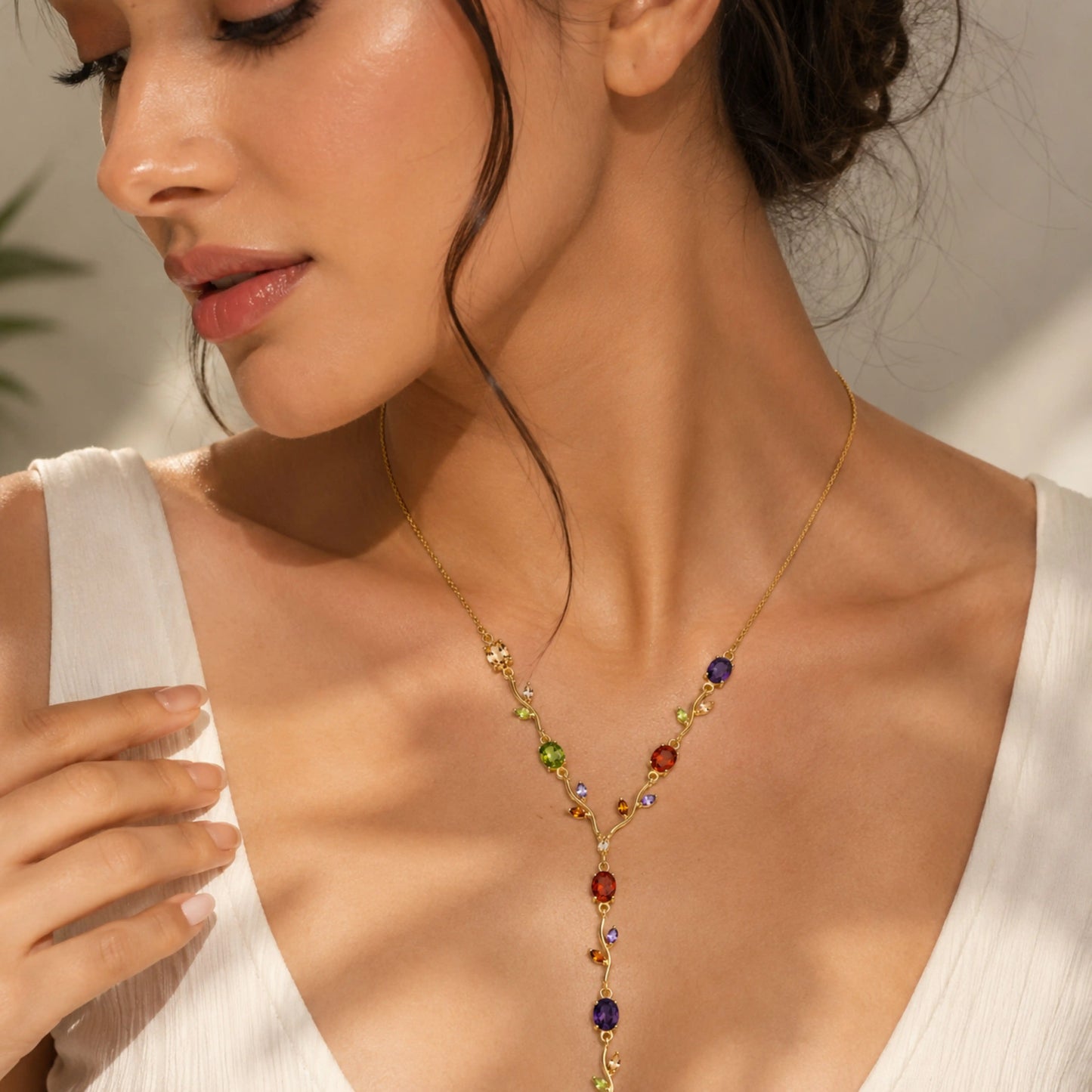Multicolor CZ Floral Necklace