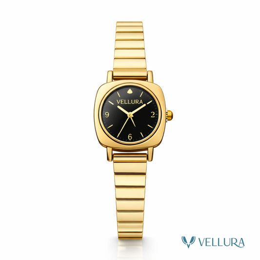 Gold Black Dial Bracelet Watch