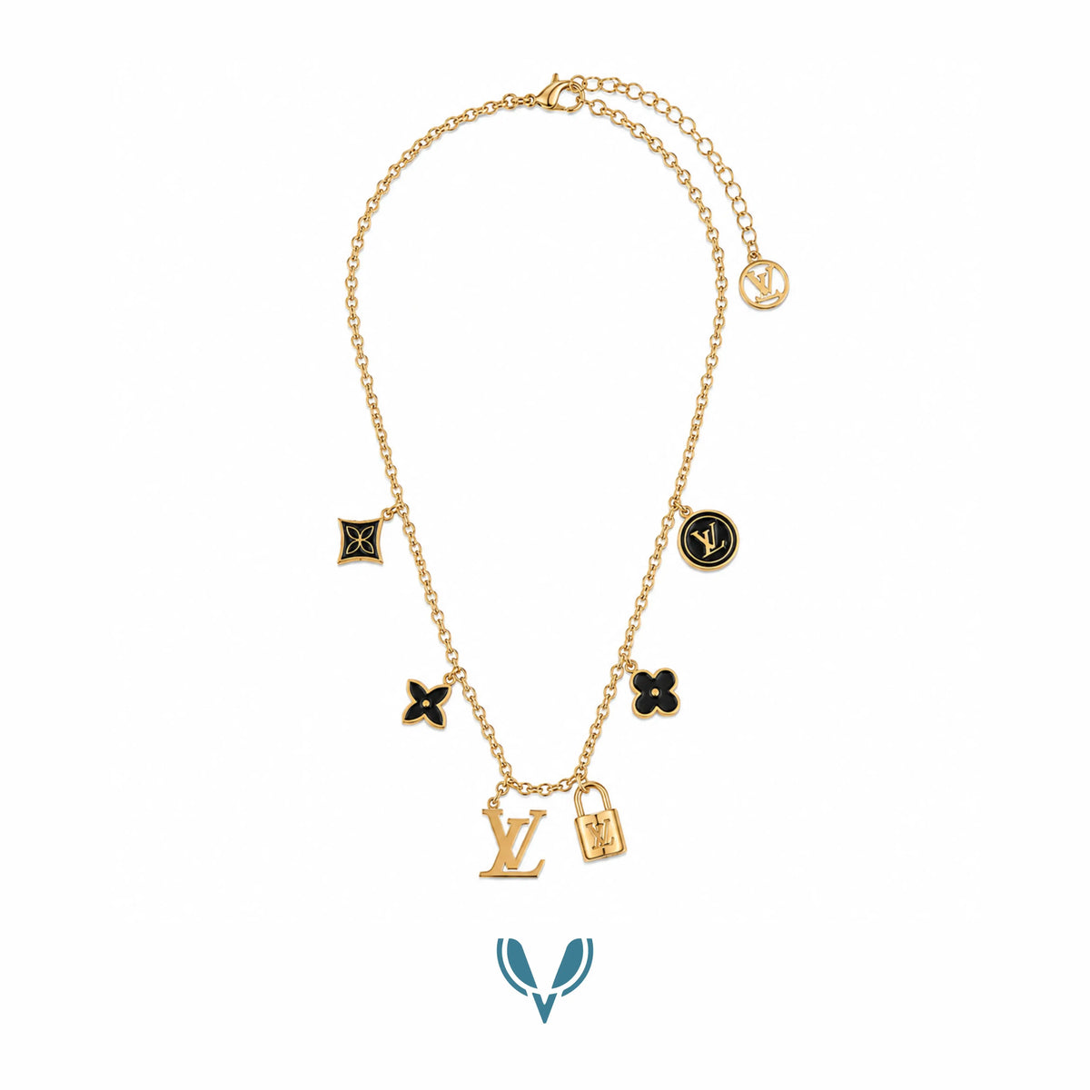 LV' Inspired Charm Necklace VEL-00013