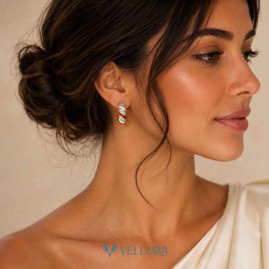Multicolor Enamel Hoop Earrings