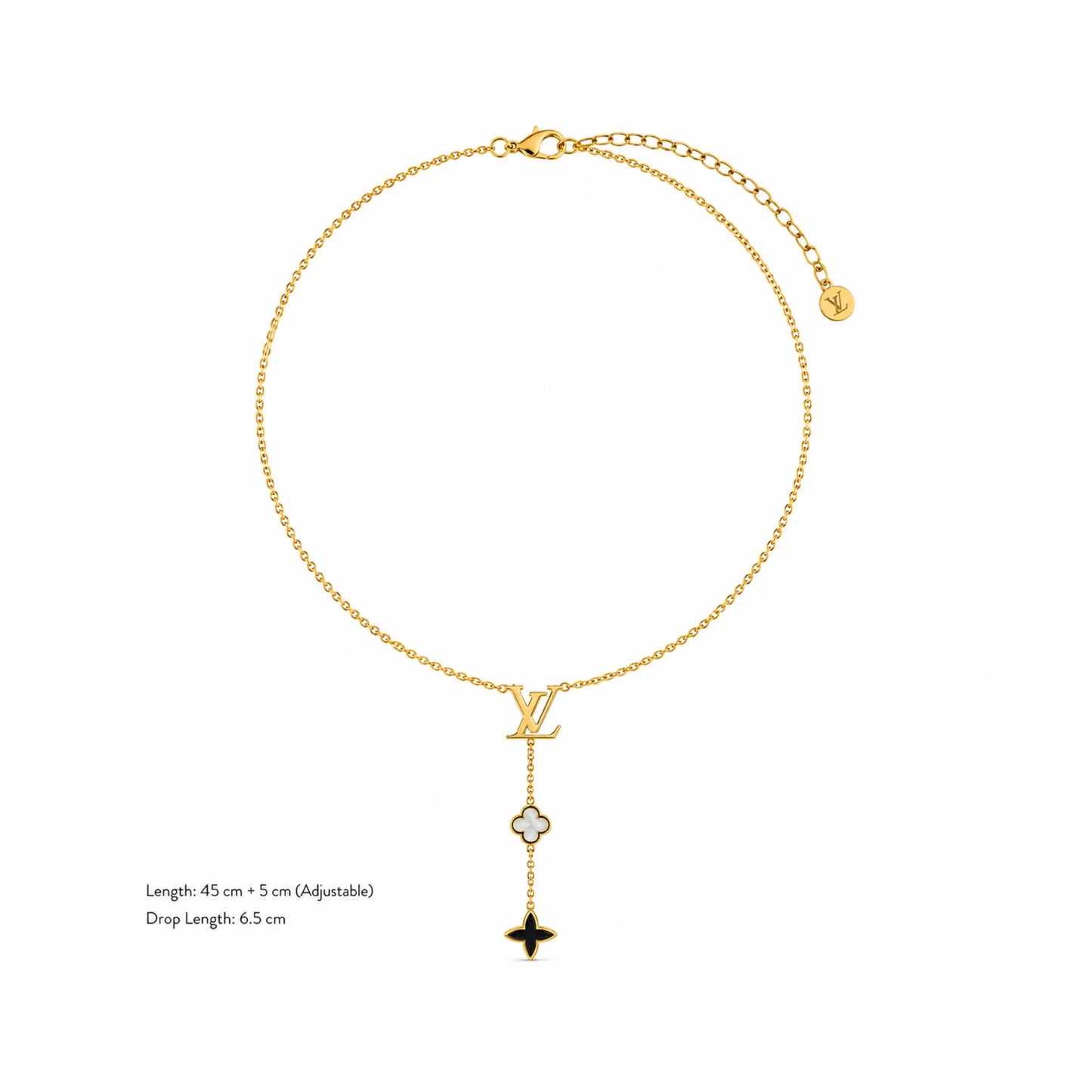 LV Inspired Clover Drop Pendant Necklace