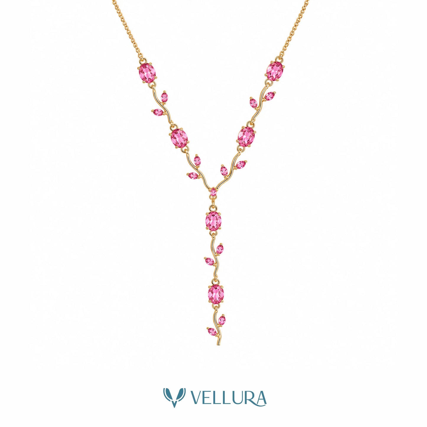 Pink CZ Floral Necklace