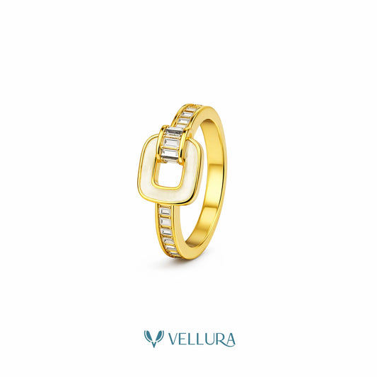Buckle Ring with Baguette Zircon