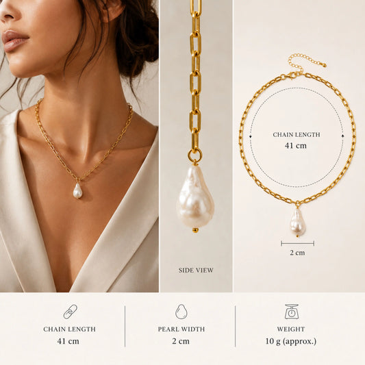 Pearl Drop Chain Necklace