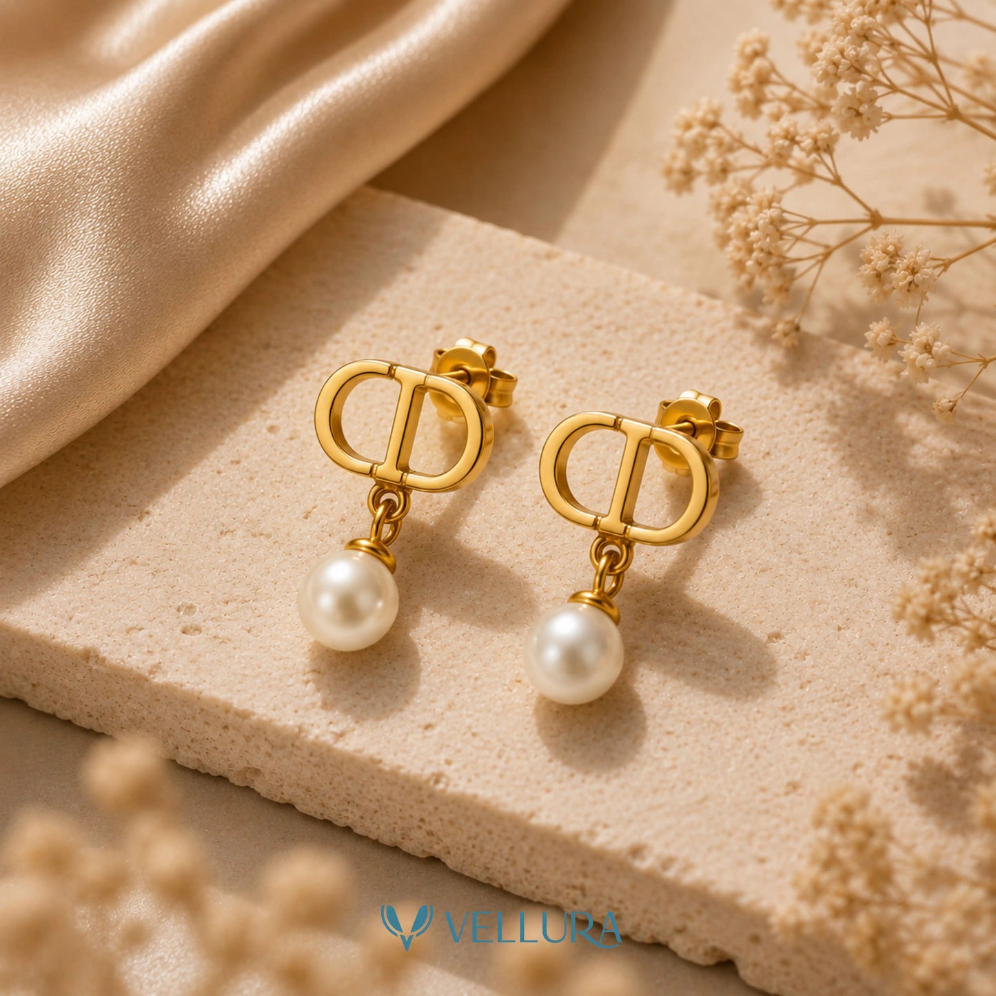 CD Inspired Pearl Drop Earrings