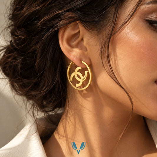Gold Interlocking Logo Hoop Earrings