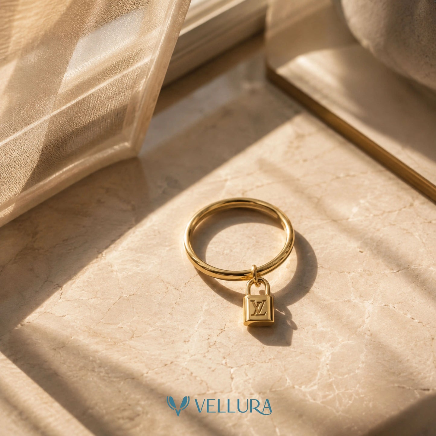 LV Inspired Padlock Ring