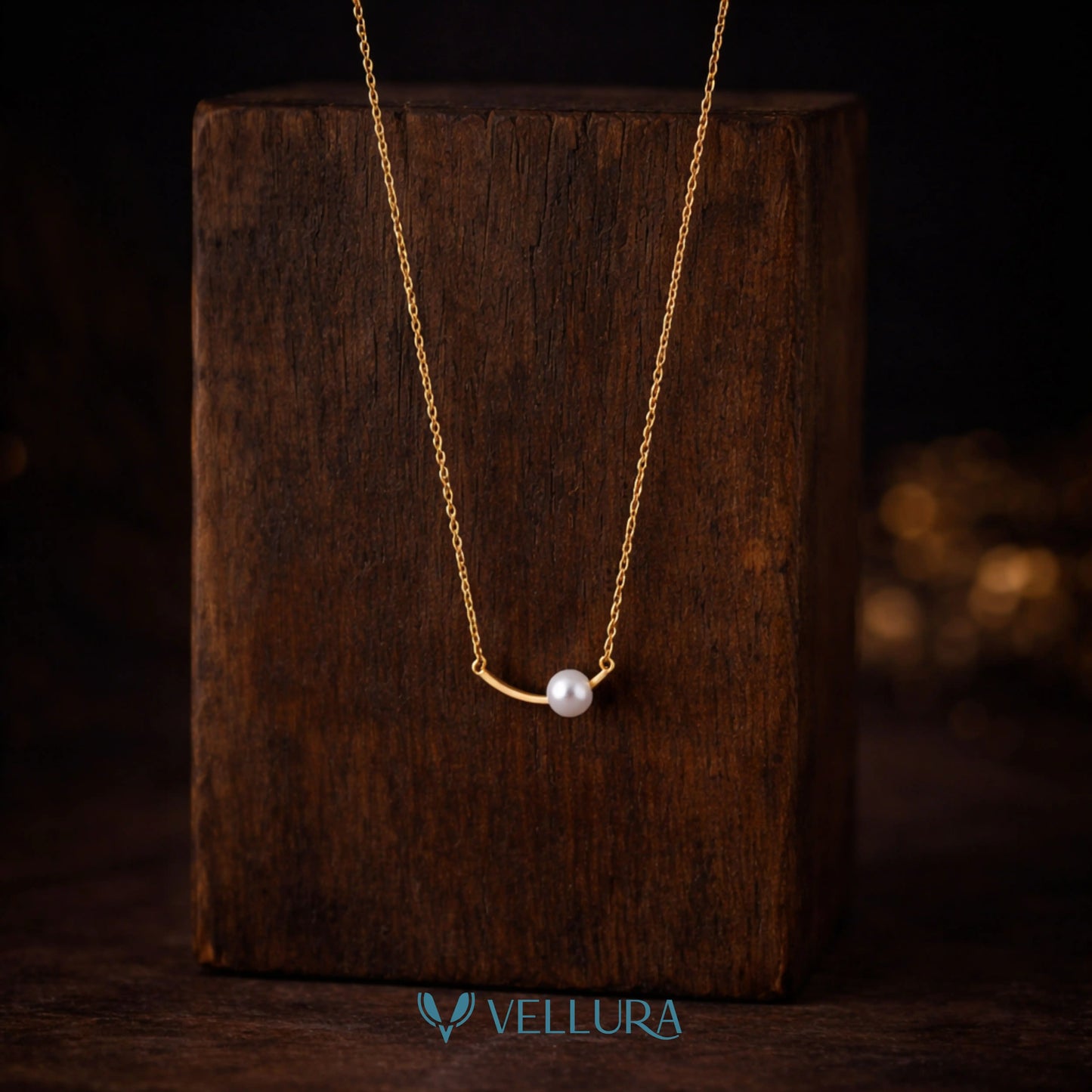Pearl Bar Gold Necklace
