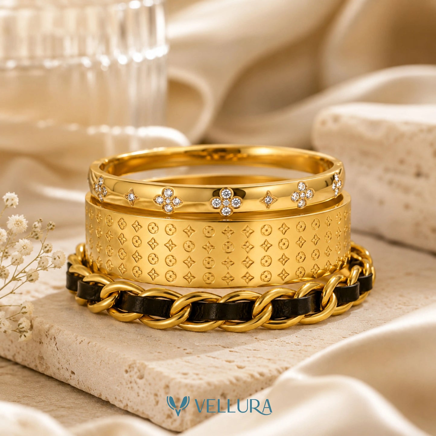 Gold Bracelet Stack 8