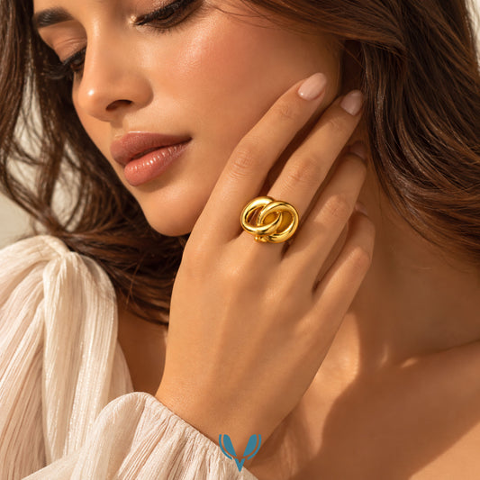 Gold Interlocking Knot Statement Ring