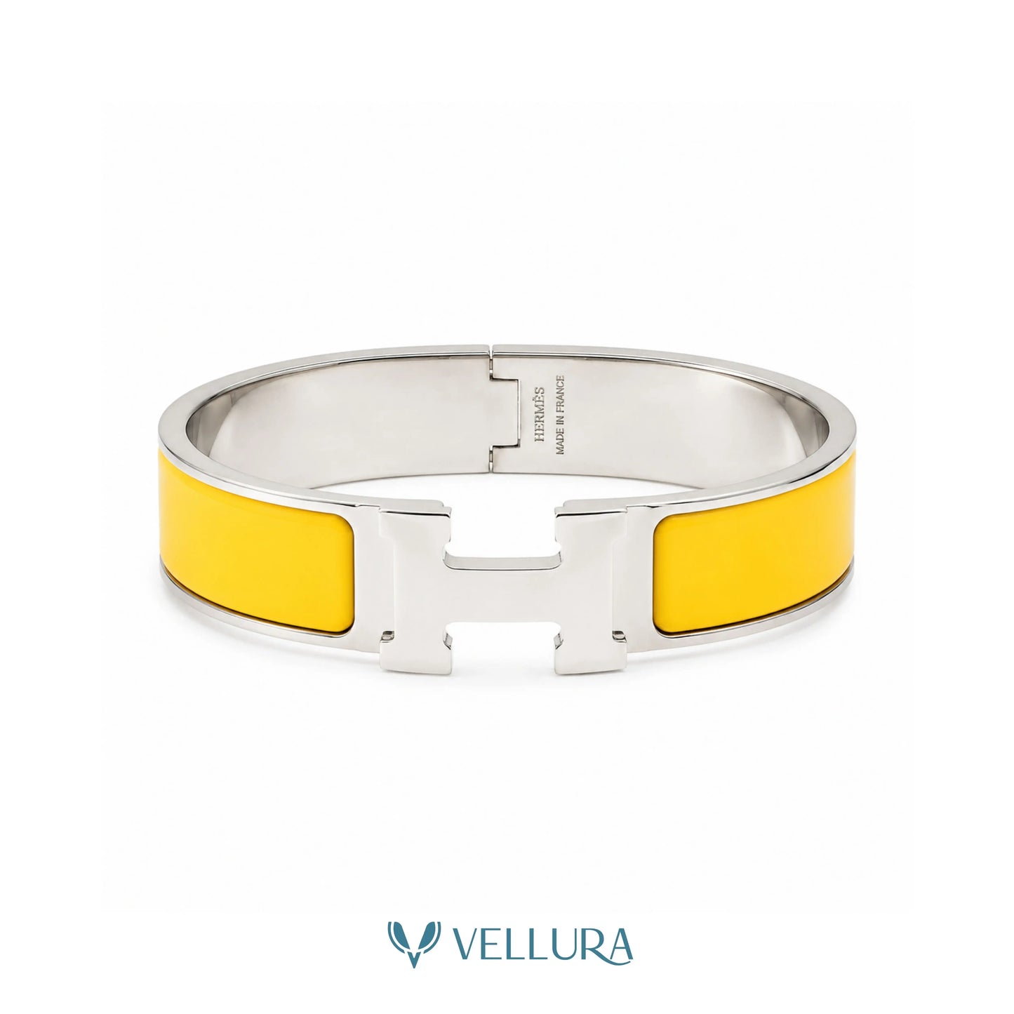 HERMES INSPIRED-SILVER Enamel Bracelet