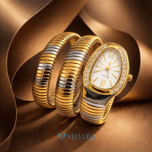 Dual Tone White Serpent Watch