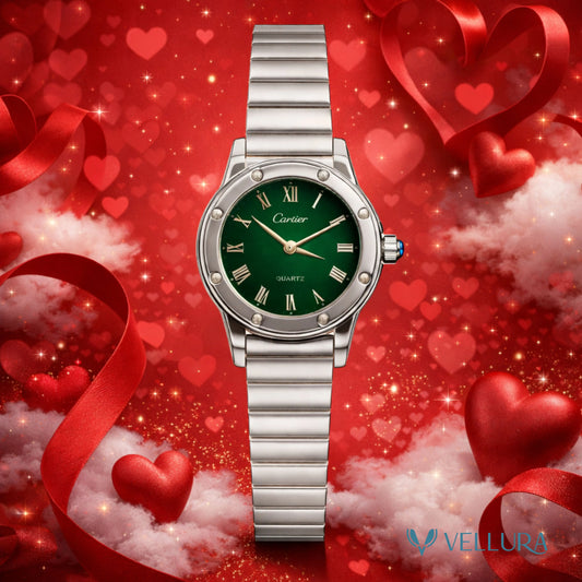 Silver Green Dial Luxury Watch