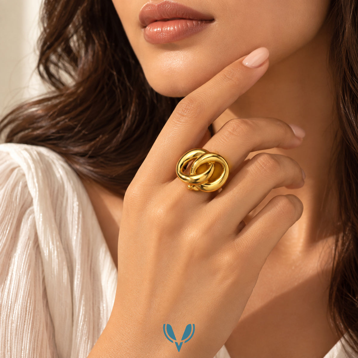 Gold Interlocking Knot Statement Ring