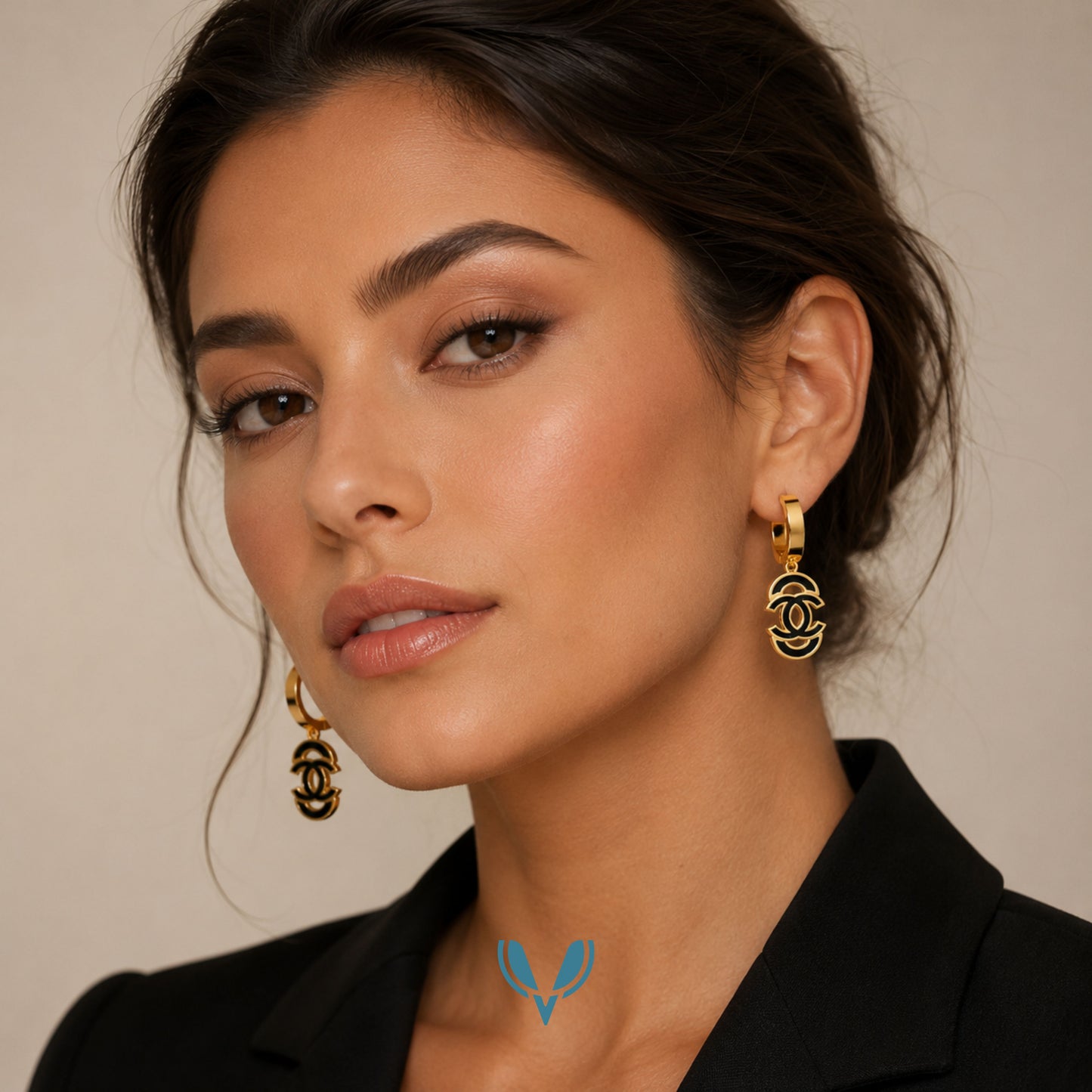 CC Inspired Black Hoop Earrings