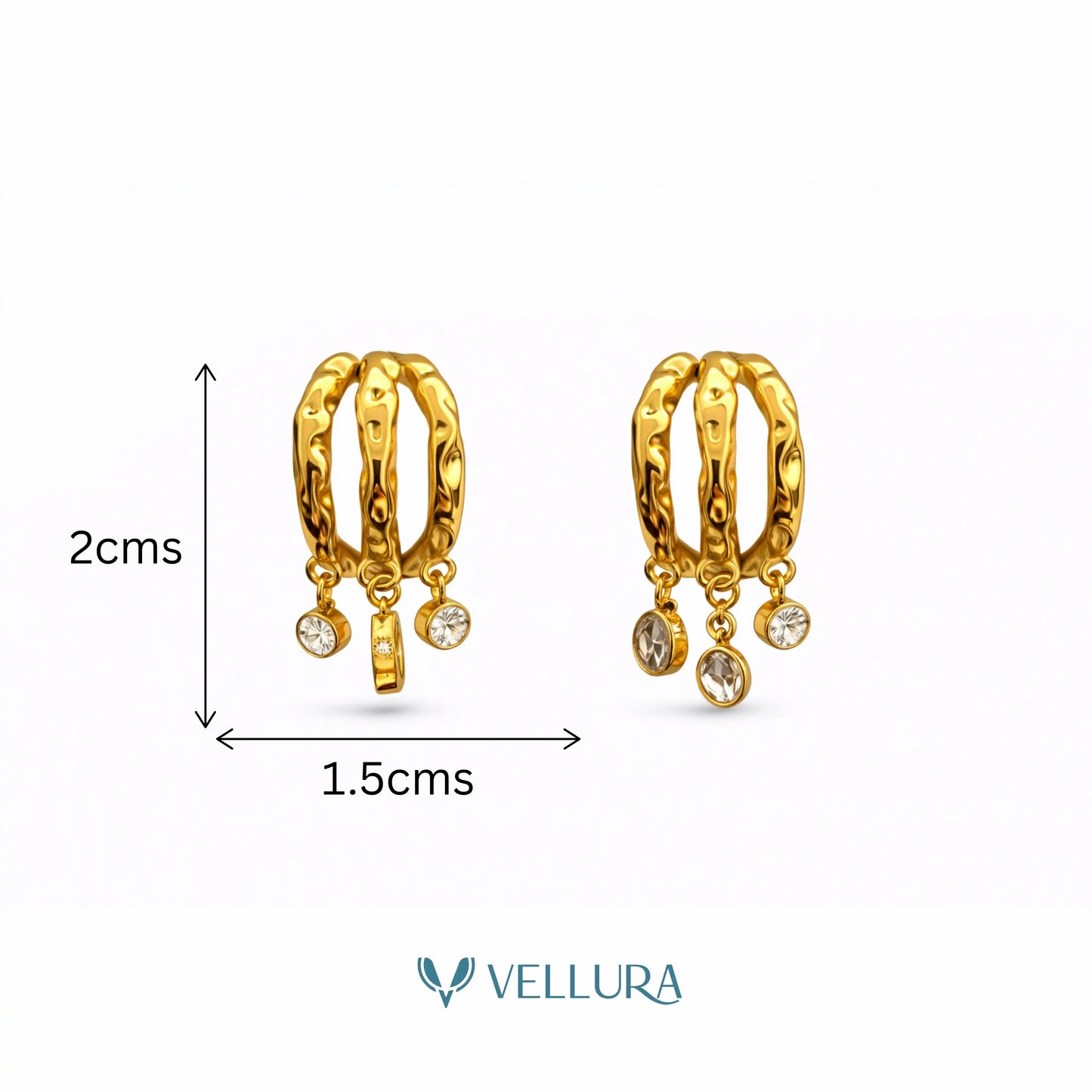 Hoop Earrings with Crystal Charms