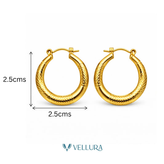Gold Textured Hoop- Style 4