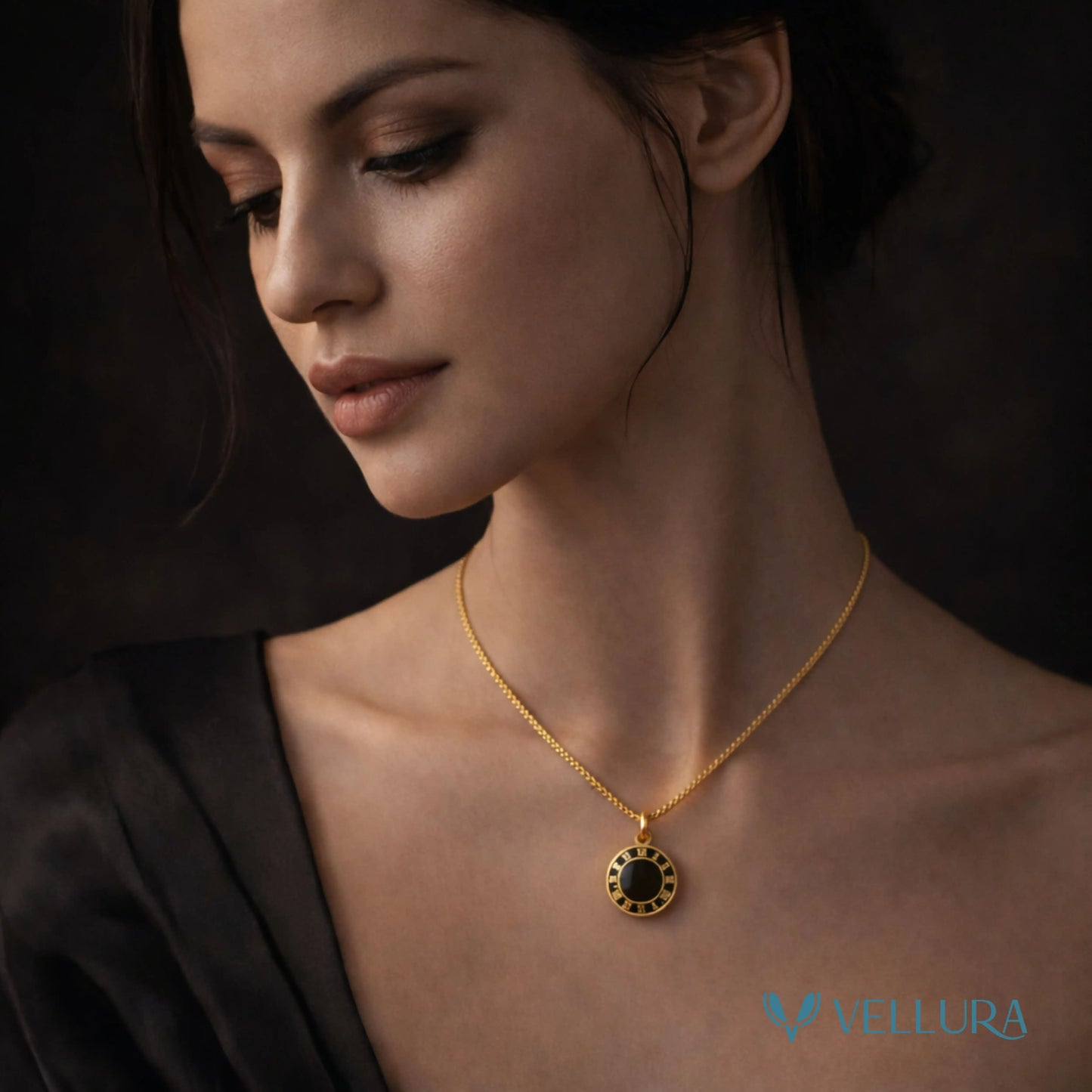 Roman Numeral Black Necklace