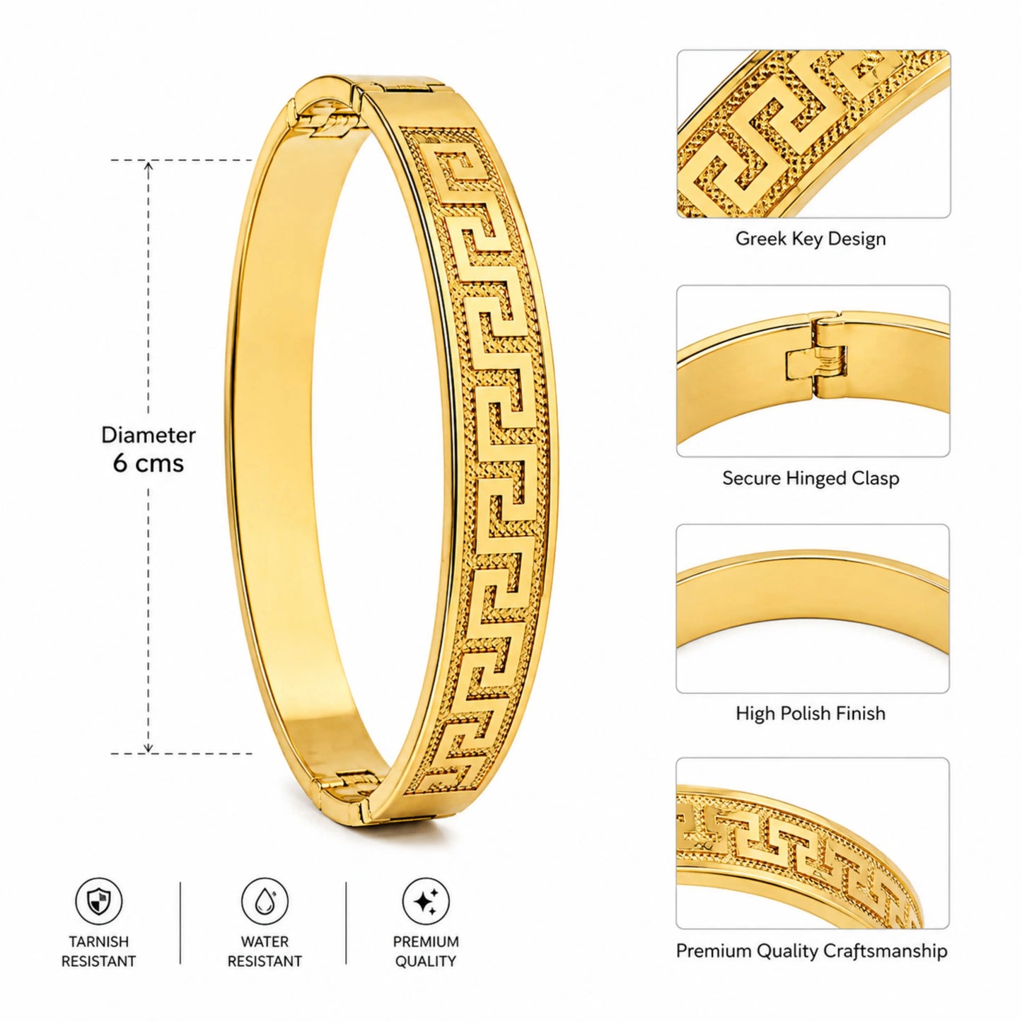 Greek Key Gold Bracelet VEL001