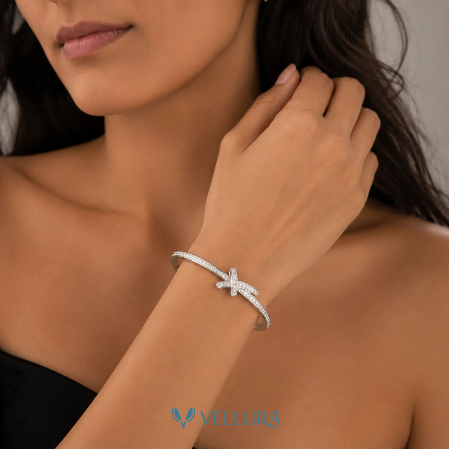 Silver Studded Bow Bracelet