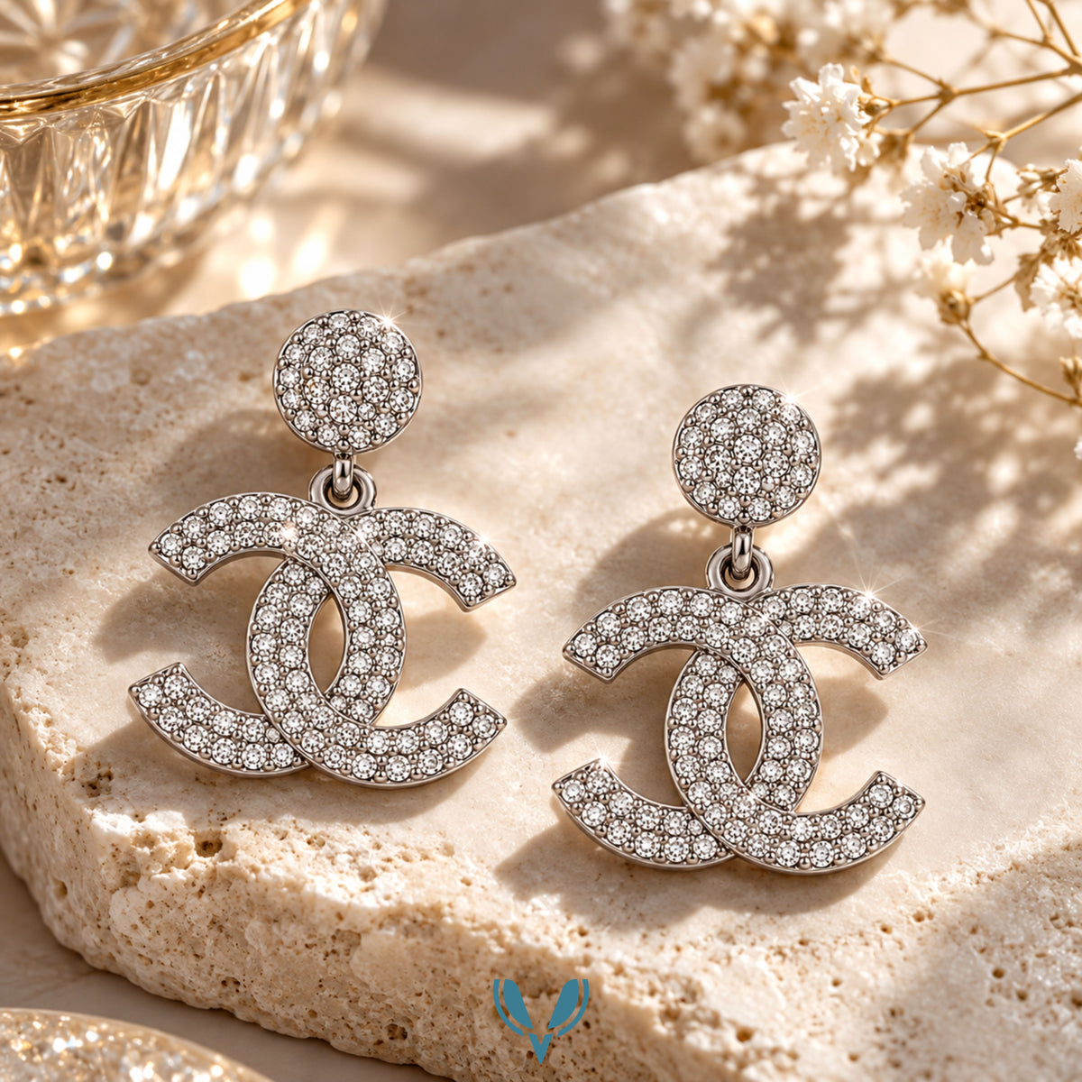 CC' Monogram Drop Earrings