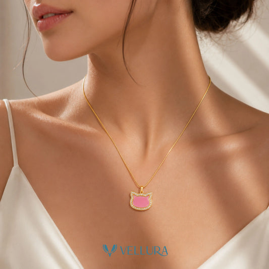Pink KITTY Pendant Necklace