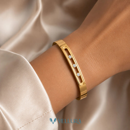 Gold Crystal Open-Link Bracelet