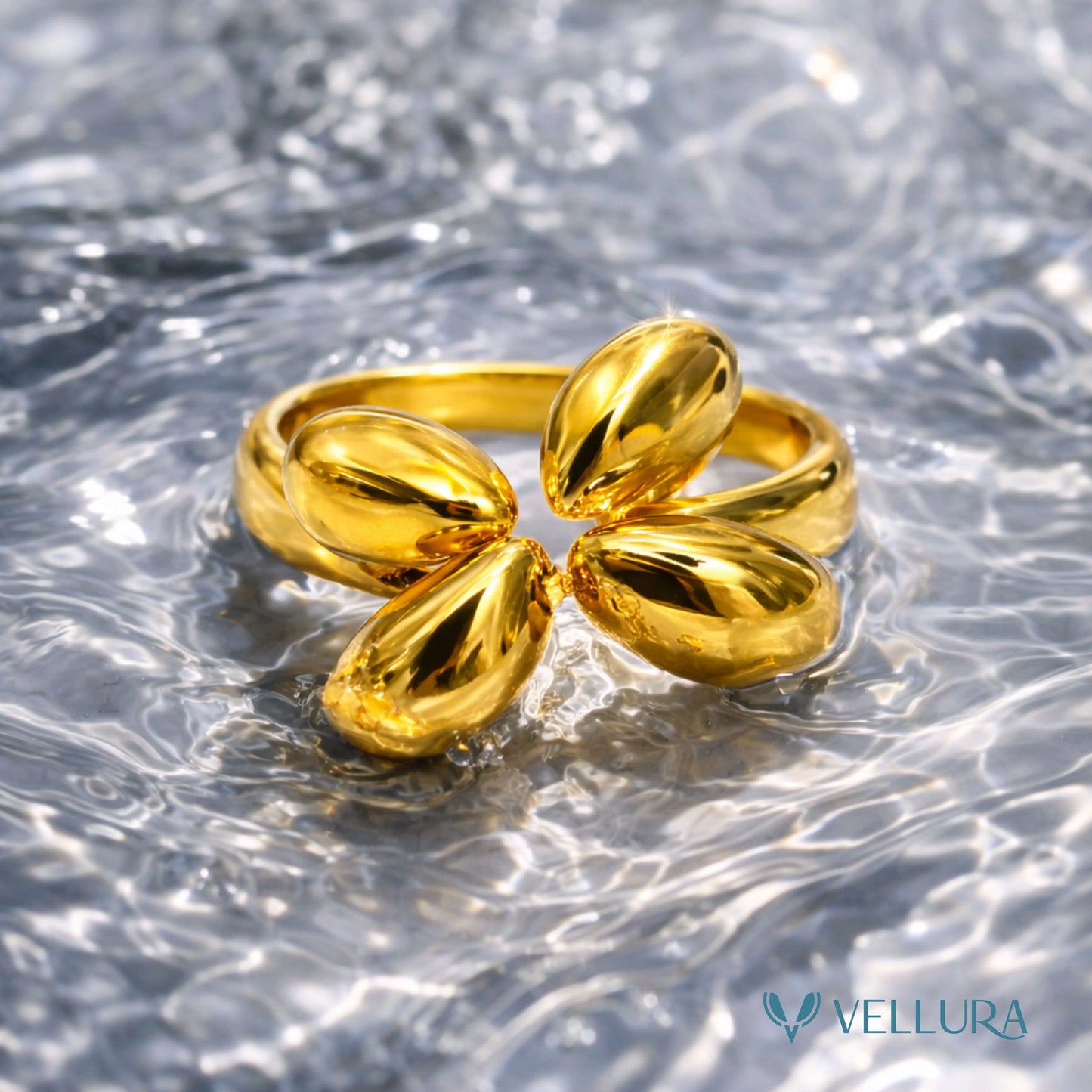 Gold Floral Statement Ring