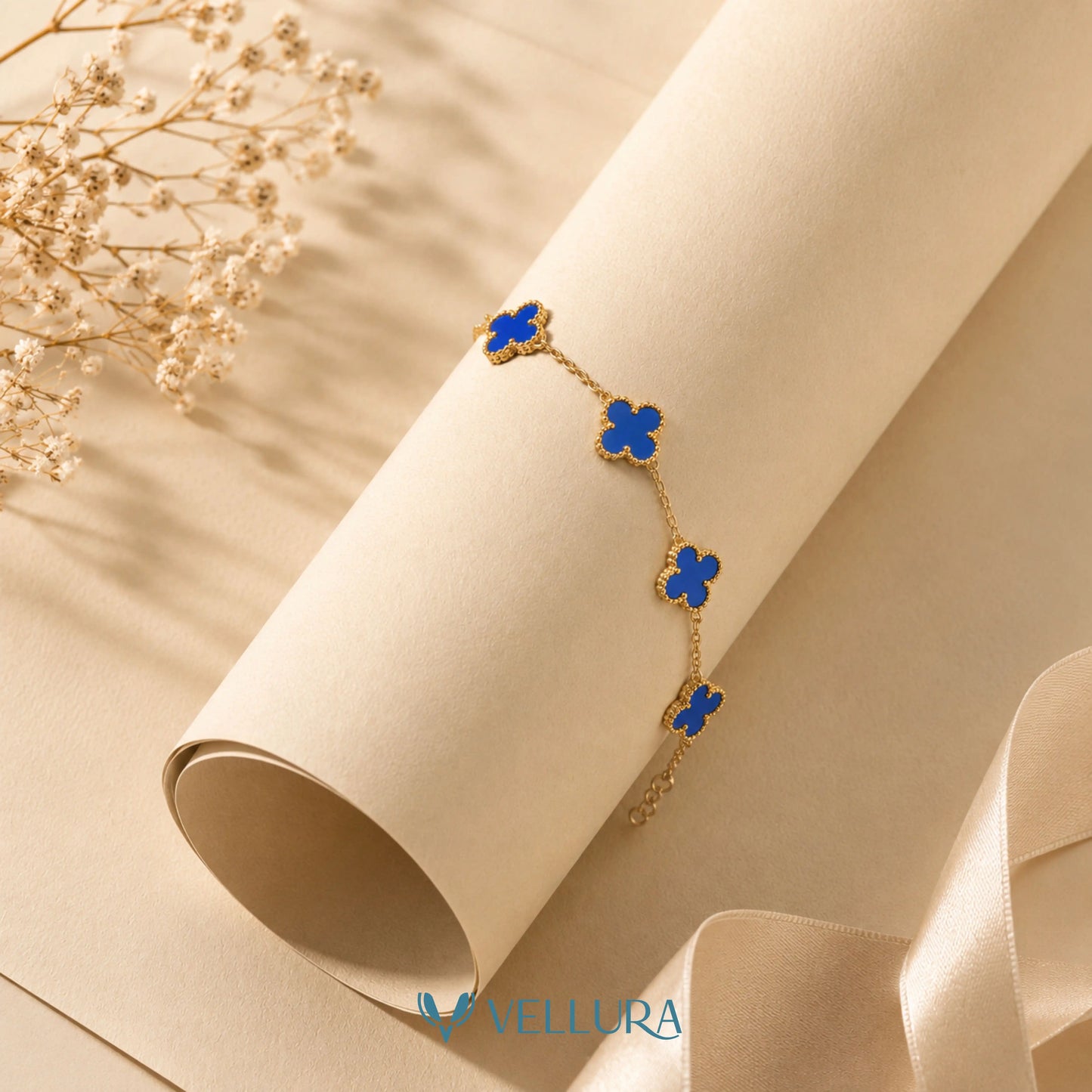 Blue Quatrefoil Bracelet