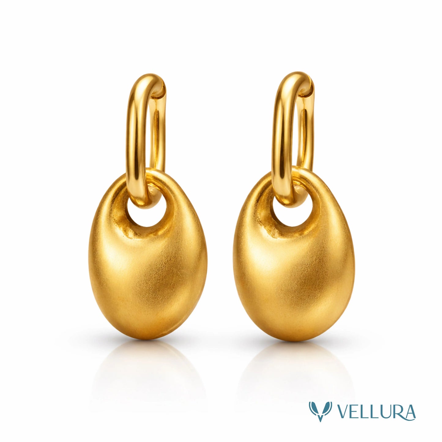Oval Drop Hoop Earrings