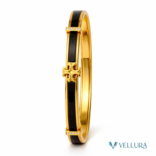 Tory Inspired-Black Enamel Bracelet