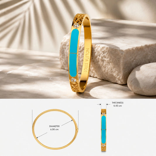 Louis Vuitton INSIPRED Bangle with Turquoise Enamel