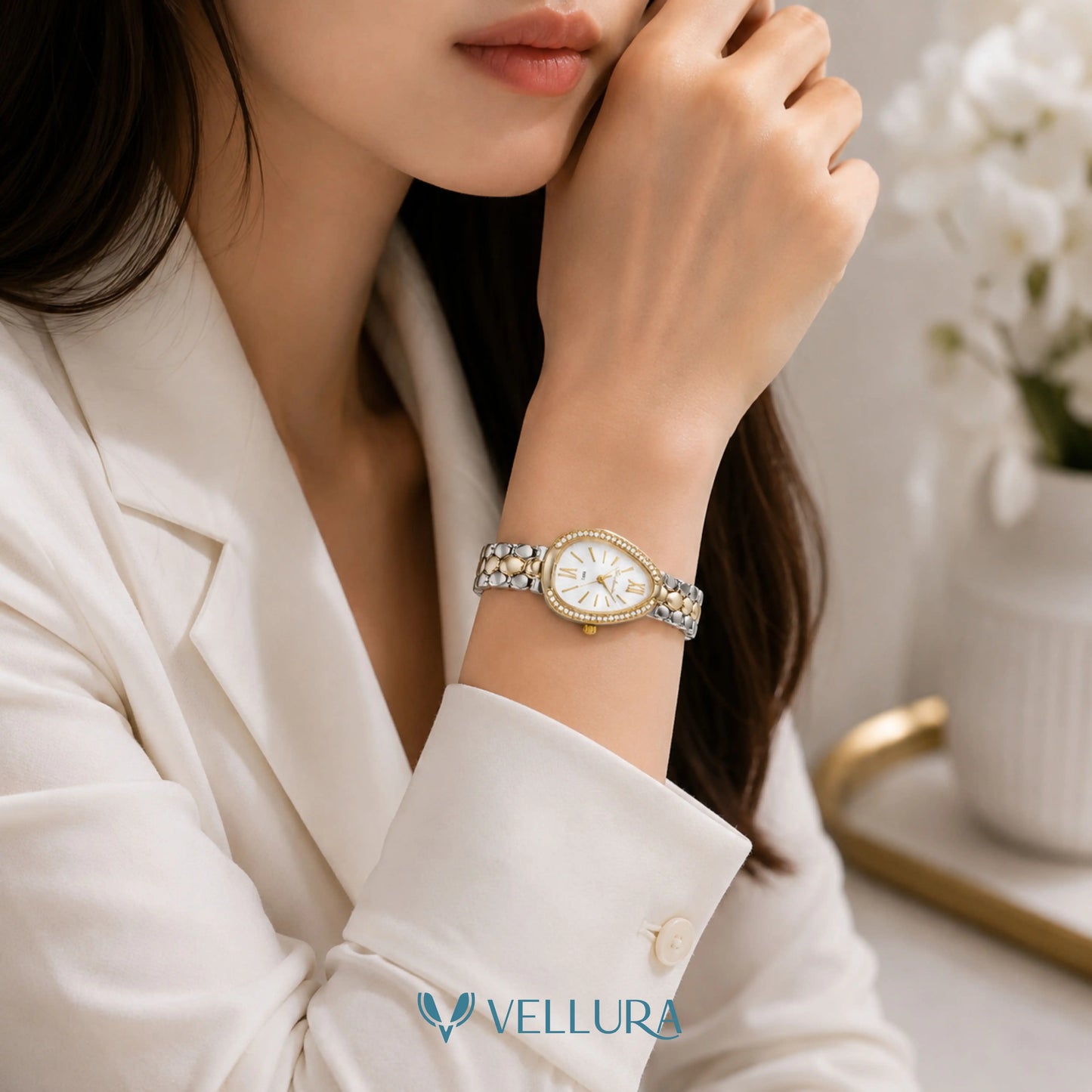 Pearl Elegance Dual Tone Watch