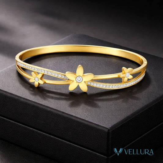 Floral Bracelet with CZ Stones