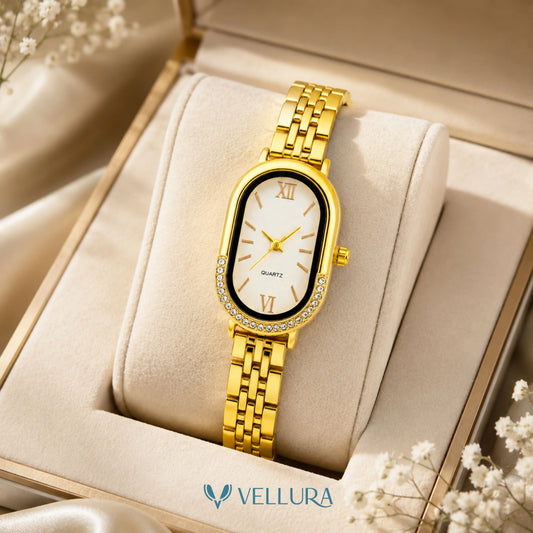 Gold Oval Quartz Watch