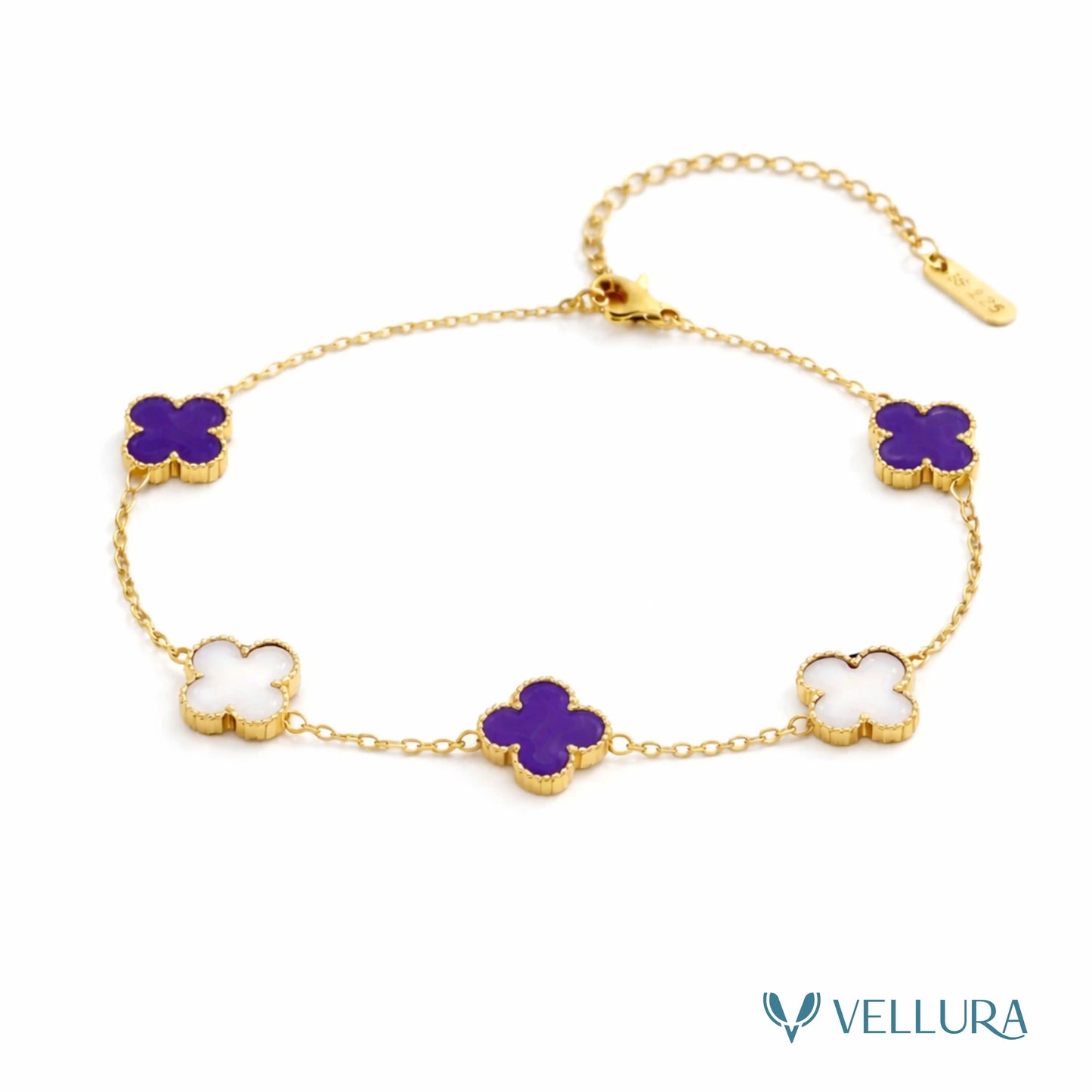 Purple-white Quatrefoil Bracelet